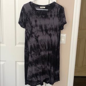 Black/Grey Tie Dye T-Shirt Dress